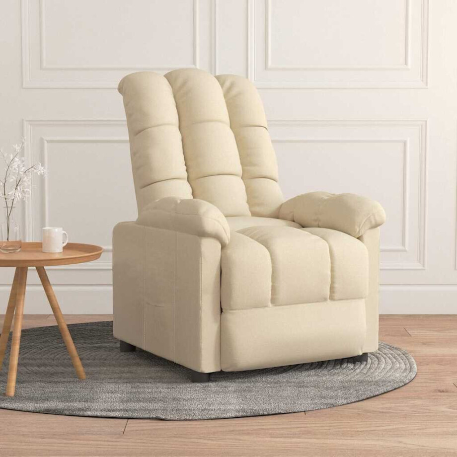 vidaXL Fauteuil verstelbaar stof crèmekleurig vidaXL Fauteuil verstelbaar stof crèmekleurig afbeelding 1