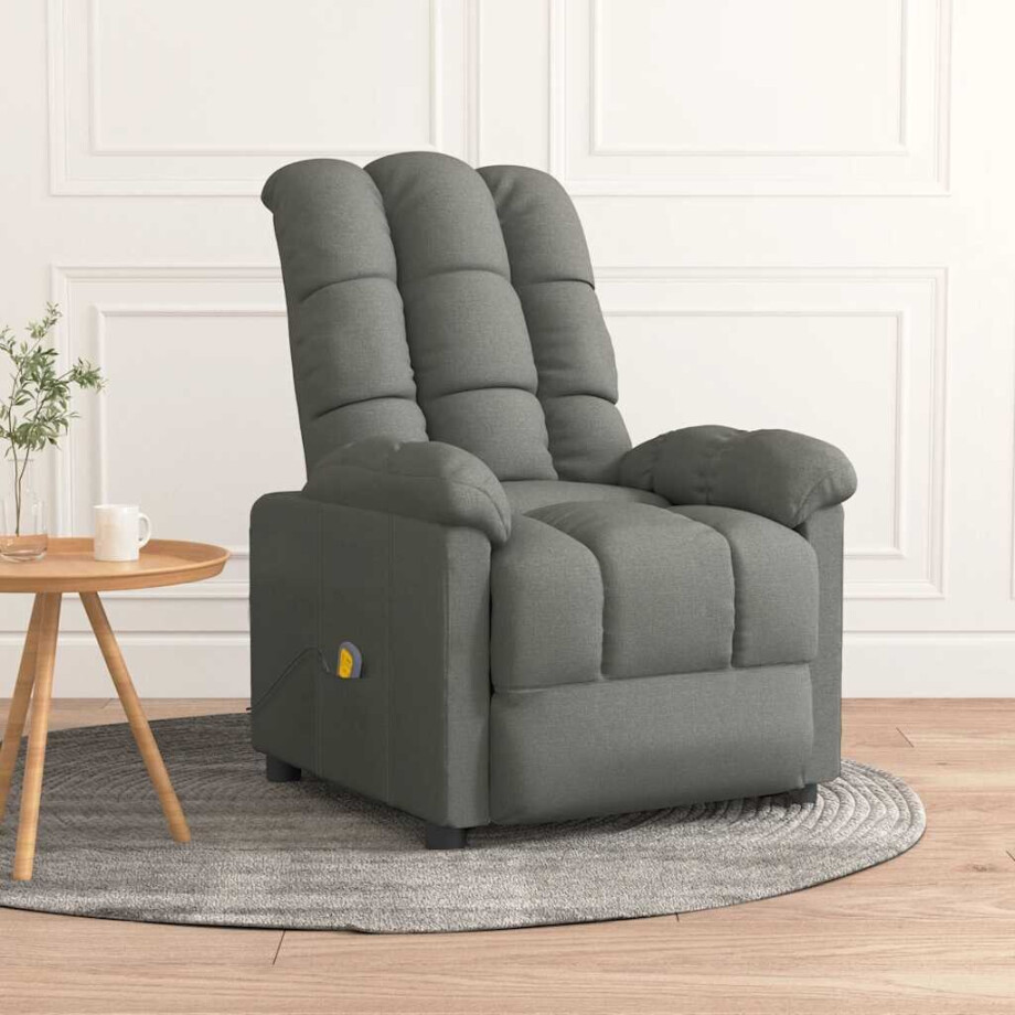 vidaXL Massagestoel stof donkergrijs afbeelding 1