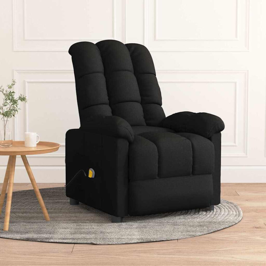 vidaXL Massagestoel stof zwart afbeelding 1