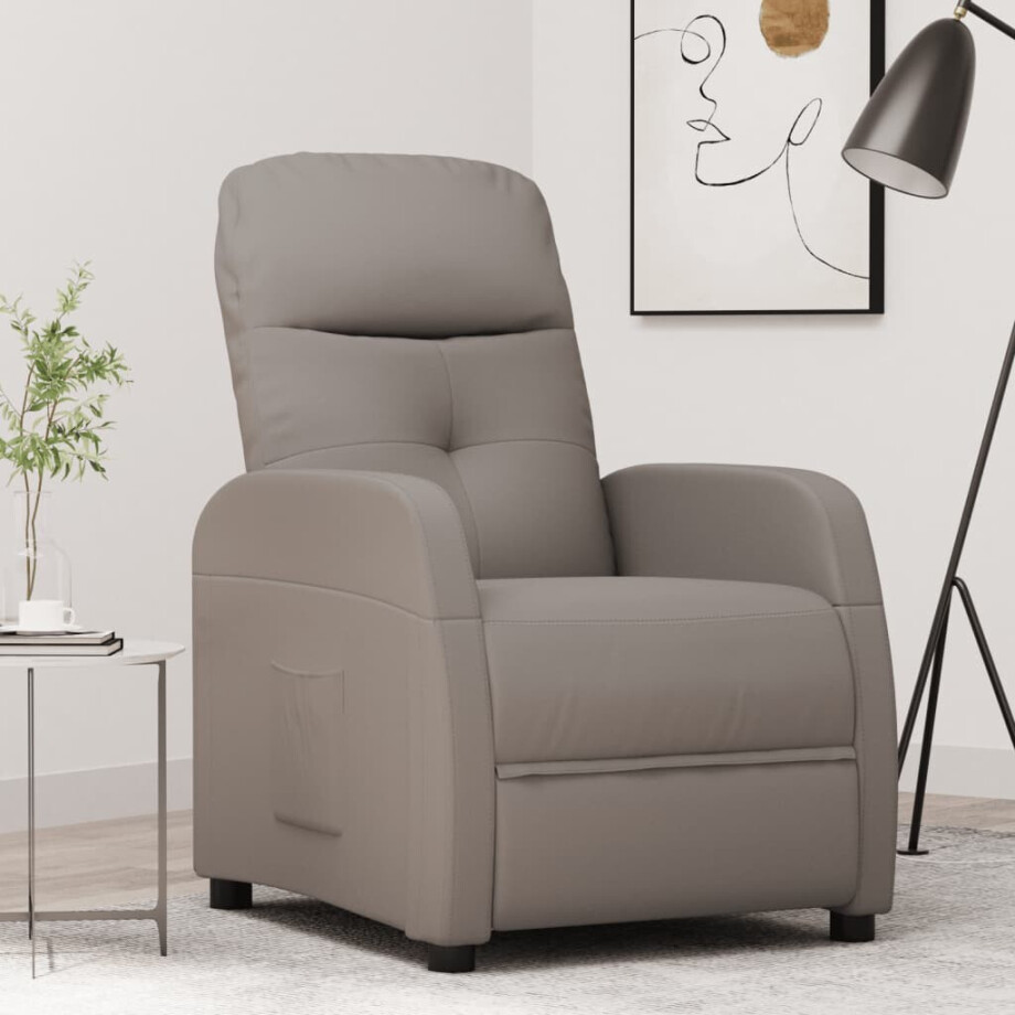 vidaXL Fauteuil verstelbaar stof taupe afbeelding 1