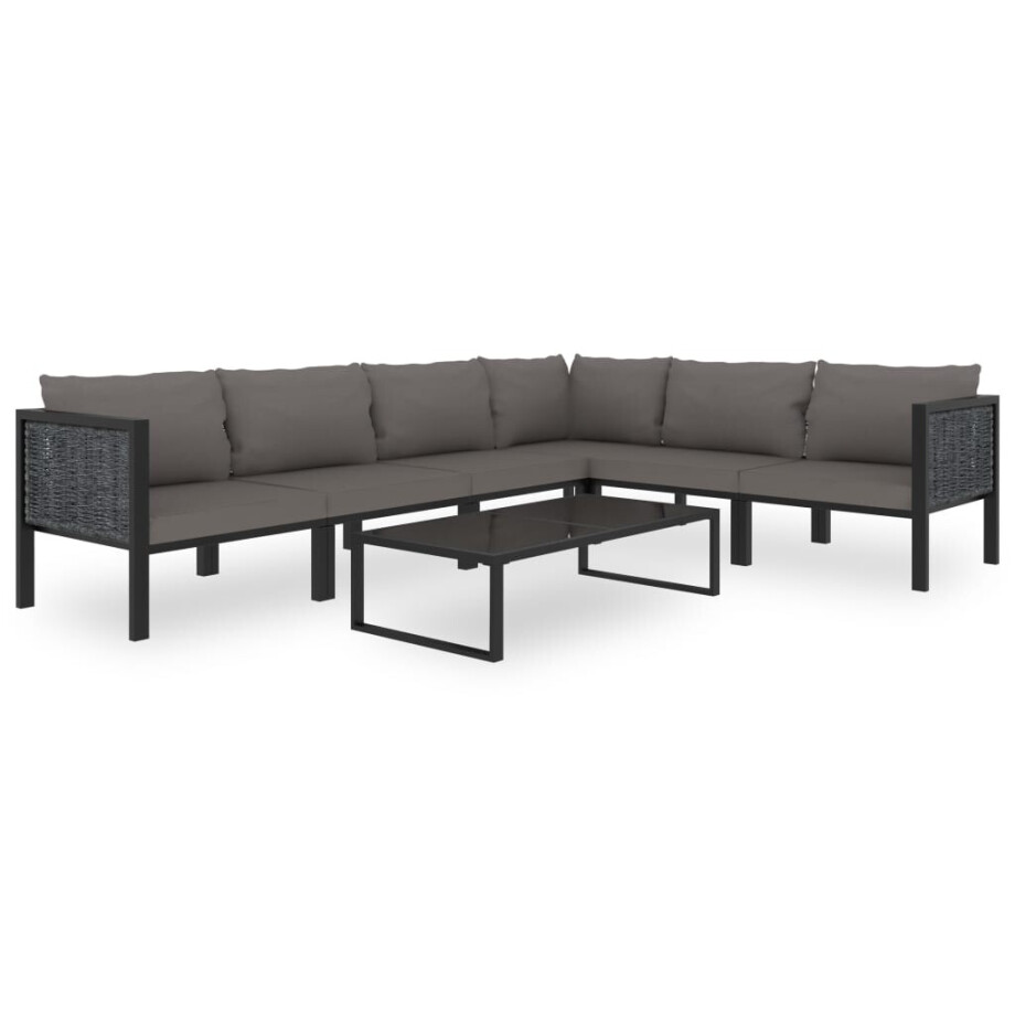 vidaXL 7-delige Loungeset met kussens poly rattan antraciet vidaXL 7-delige Loungeset met kussens poly rattan antraciet afbeelding 1