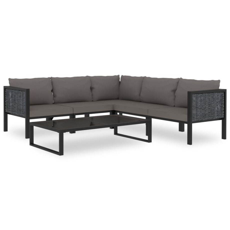 vidaXL 6-delige Loungeset met kussens poly rattan antraciet afbeelding 1