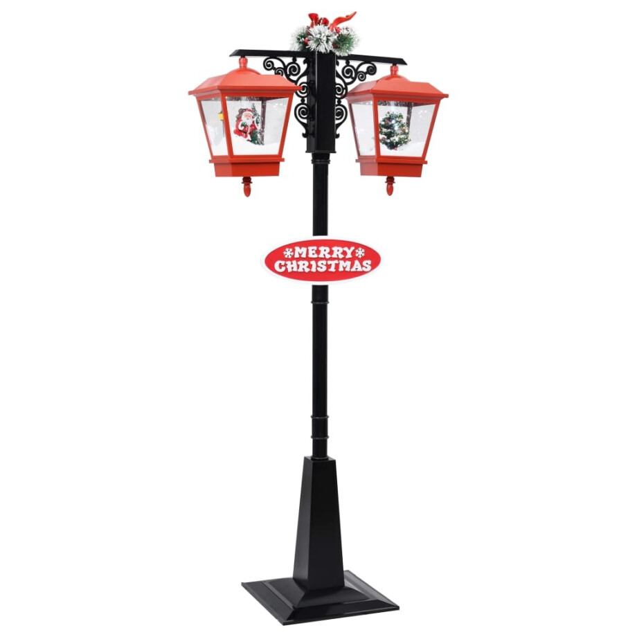 vidaXL Straatlantaarn met kerstman 81x40x188 cm PVC zwart en rood afbeelding 1