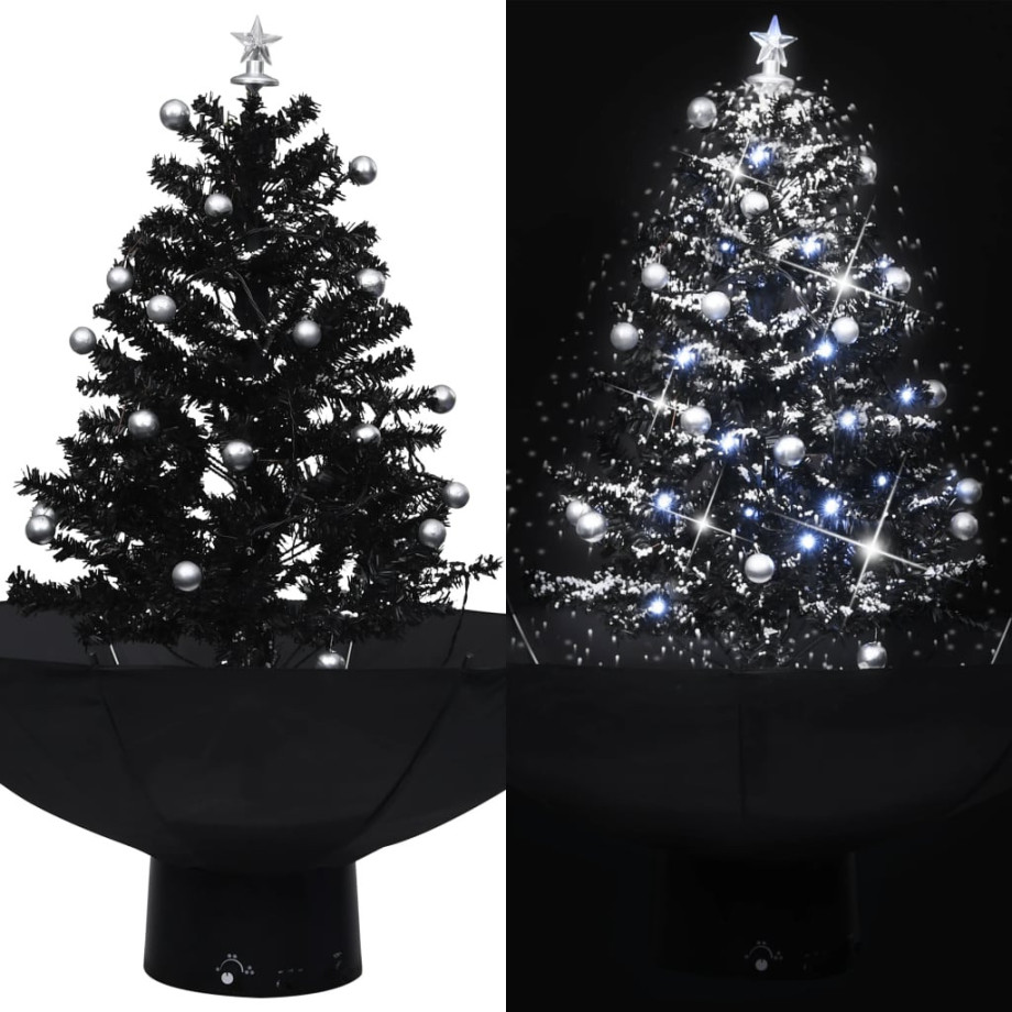 vidaXL Kerstboom sneeuwend met paraplubasis 75 cm PVC zwart afbeelding 1