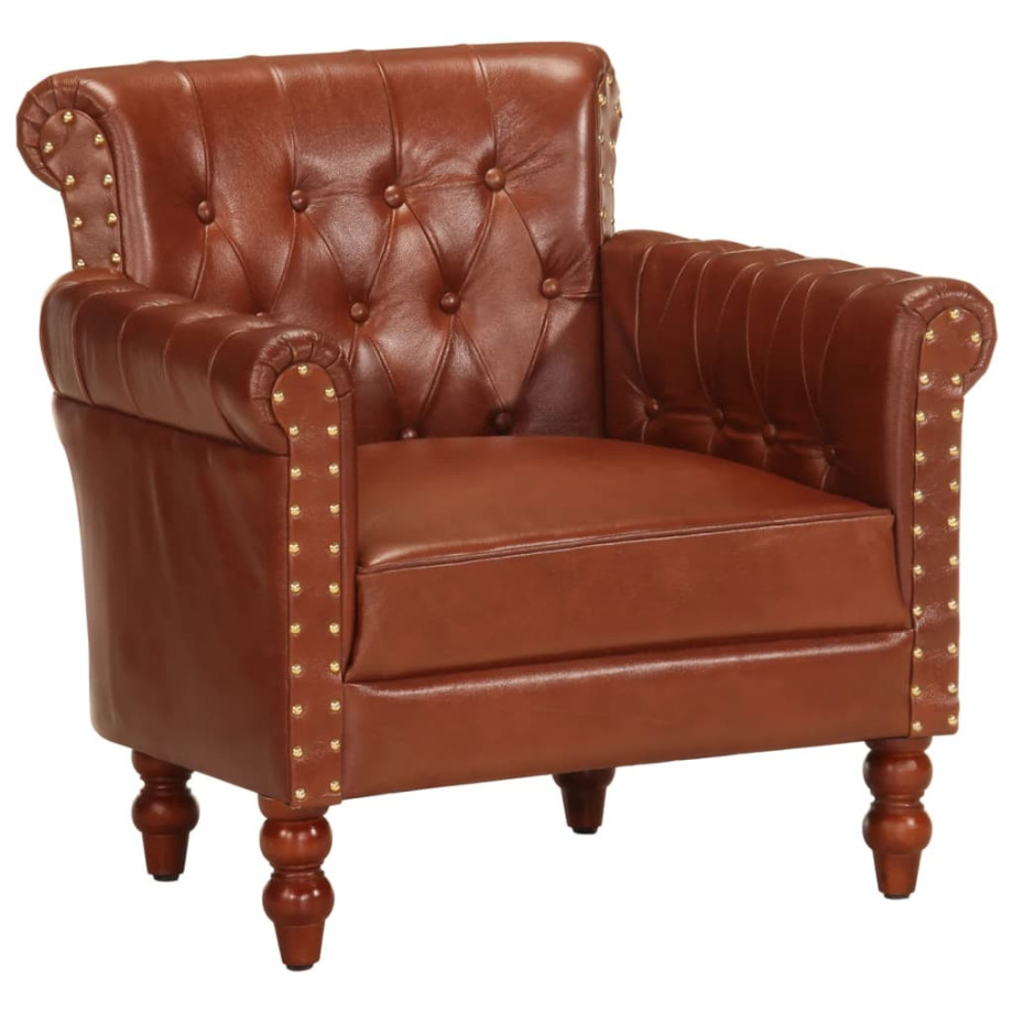 vidaXL Fauteuil echt geitenleer bruin afbeelding 1