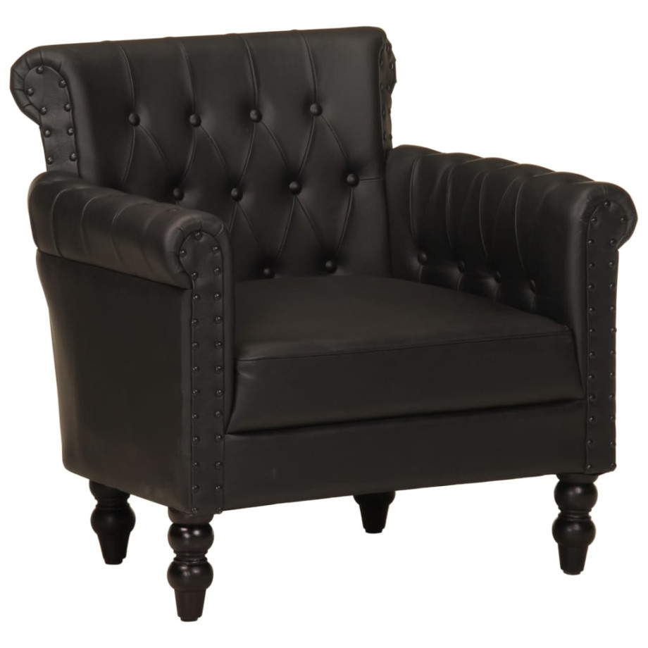 vidaXL Fauteuil echt geitenleer zwart afbeelding 1