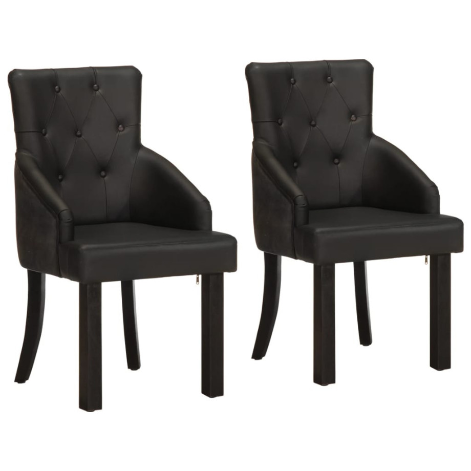 vidaXL Eetkamerstoelen 2 st echt geitenleer zwart afbeelding 1