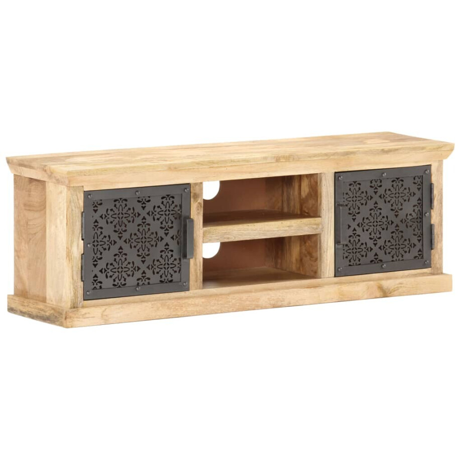 vidaXL Tv-meubel met stalen deuren 120x30x40 cm massief mangohout afbeelding 1