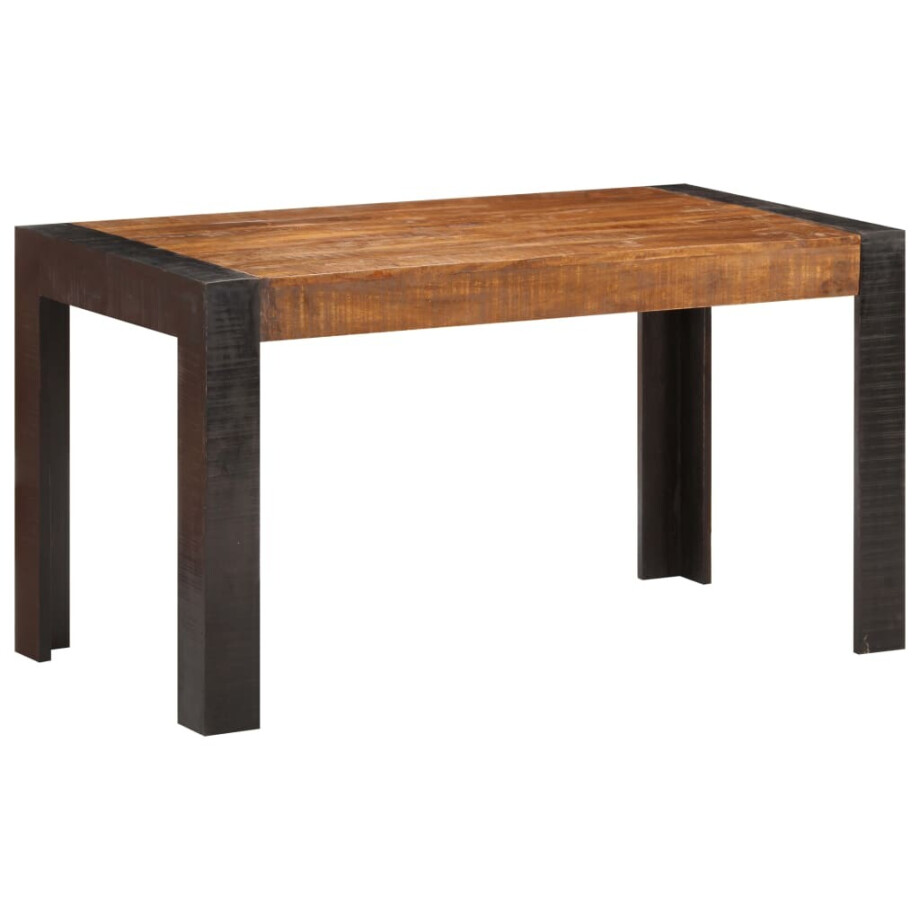 vidaXL Eettafel 140x70x76 cm massief ruw mangohout afbeelding 1