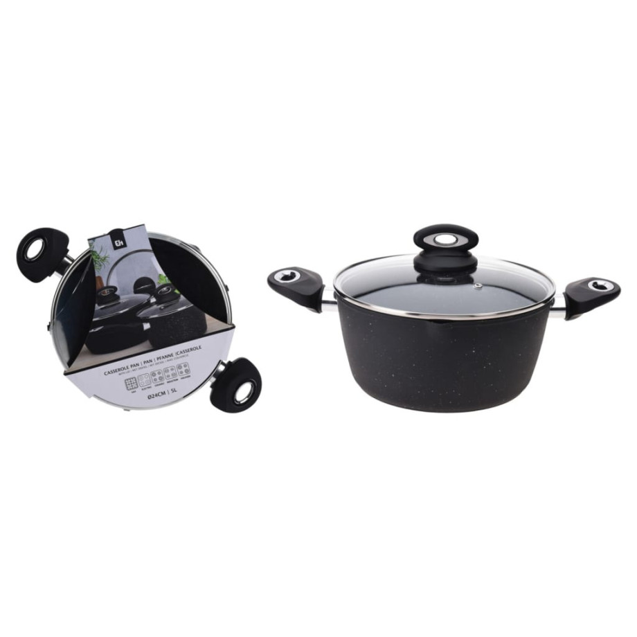 Excellent Houseware Braadpan met deksel 24 cm gesmeed aluminium afbeelding 1