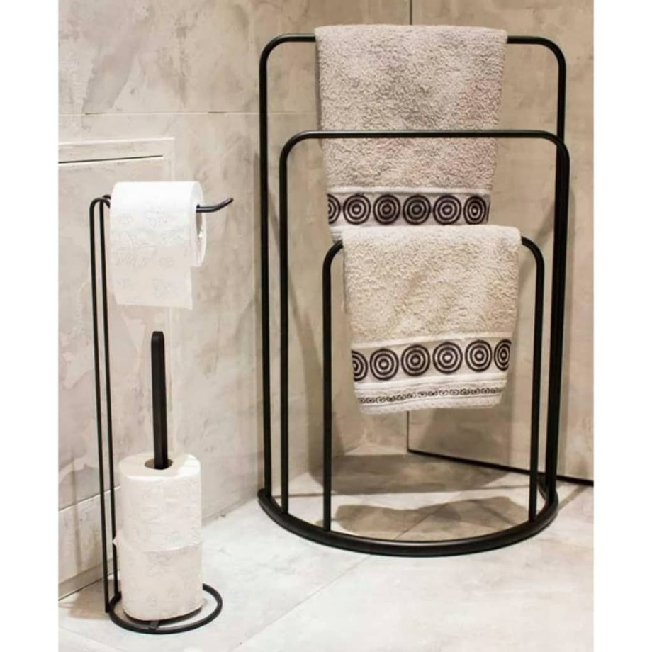 Bathroom Solutions Handdoekenrek staand 49,5x75 cm metaal zwart afbeelding 1