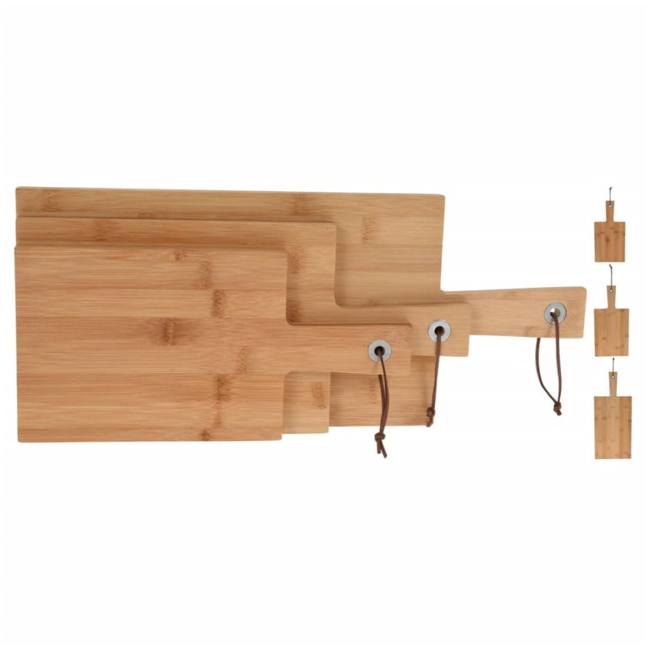 Excellent Houseware 3-delige Snijplankenset bamboe afbeelding 1