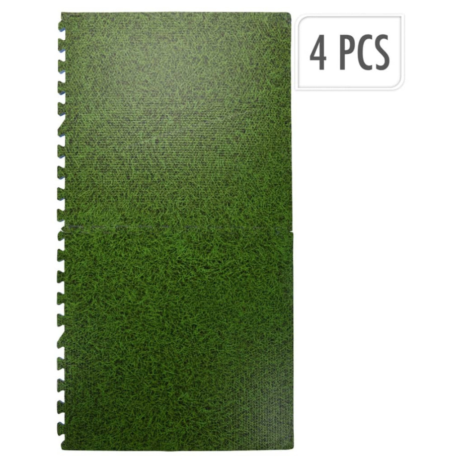 XQ Max Vloermatset 4 st tegels grasprint groen afbeelding 1