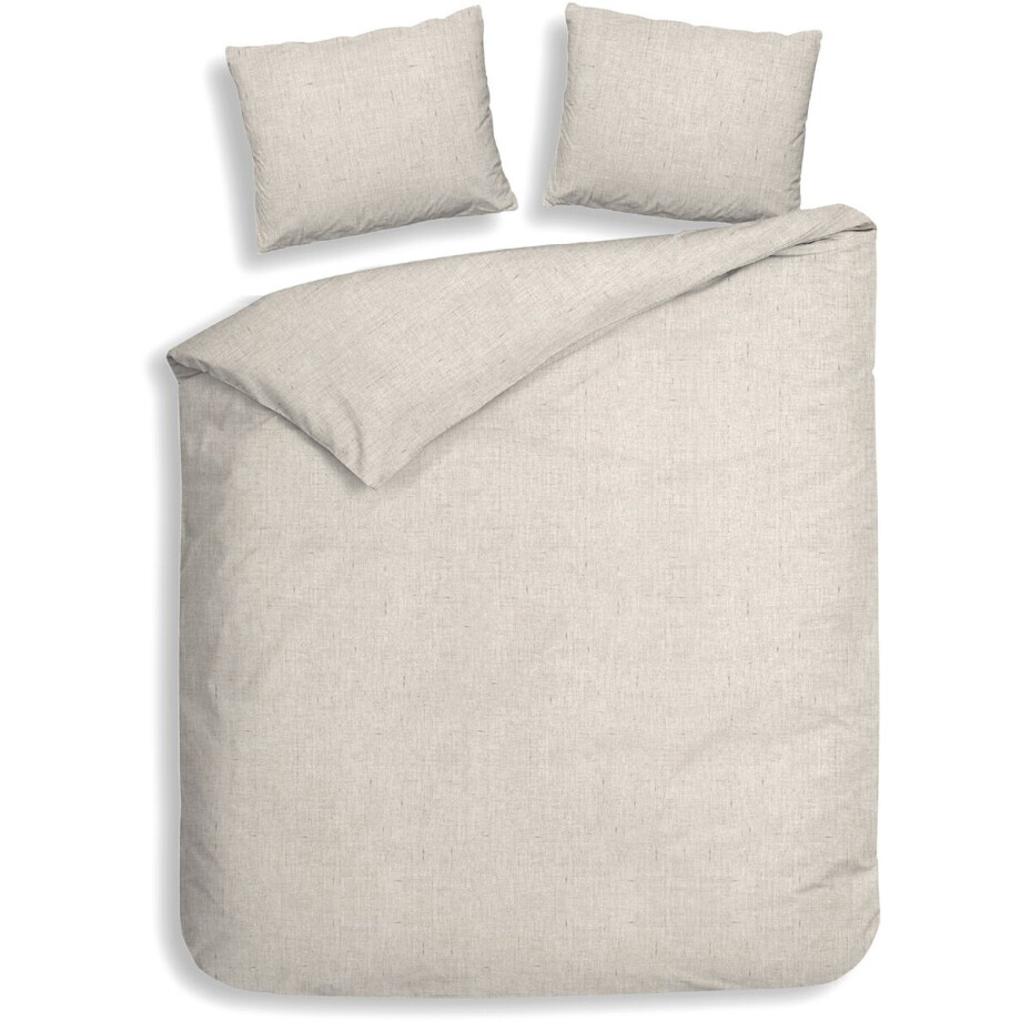 Heckettlane Dekbedovertrek Franela - Effen Bedlinnen - 200x200-220 cm - Tweepersoons - Beige - Dekbedovertrek van 100% Katoen-Flanel afbeelding 1