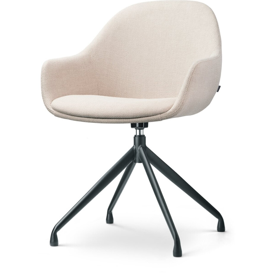Nolon Nola-Mae Eetkamerstoel Draaibaar Beige - met Armleuning - Stof - Zwart Onderstel - Design - Scandinavisch - Comfortabel Nolon Nola-Mae Eetkamerstoel Draaibaar Beige - met Armleuning - Stof - Zwart Onderstel - Design - Scandinavisch - Comfortabel afbeelding 1