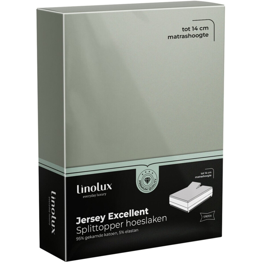 Linolux Hoeslaken Splittopper Jersey Excellent Light Green 180x200 t/m 200x220 afbeelding 1