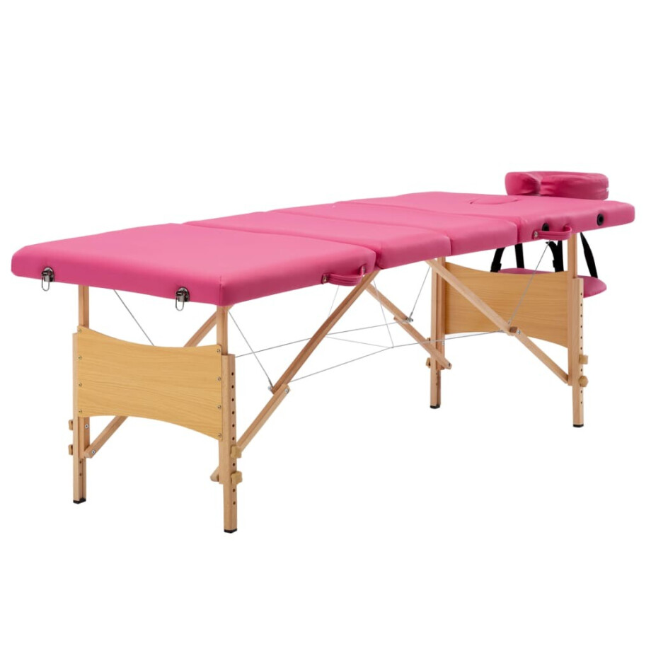 vidaXL Massagetafel inklapbaar 4 zones hout roze vidaXL Massagetafel inklapbaar 4 zones hout roze afbeelding 1