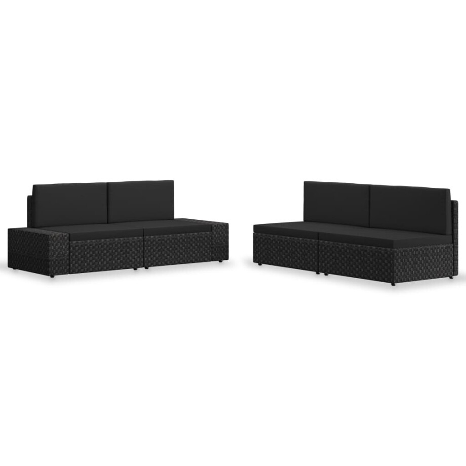 vidaXL 4-delige Loungeset poly rattan zwart vidaXL 4-delige Loungeset poly rattan zwart afbeelding 1