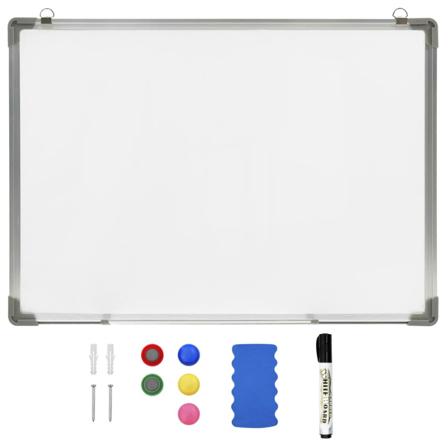 vidaXL Whiteboard magnetisch 70x50 cm staal wit afbeelding 1