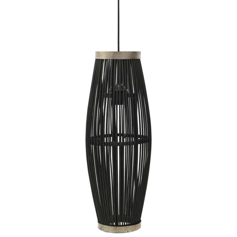 vidaXL Hanglamp ovaal 40 W E27 27x68 cm wilgen zwart afbeelding 1