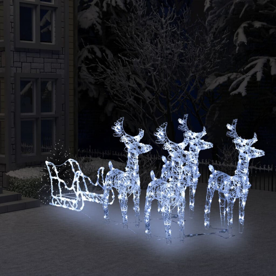 vidaXL Kerstdecoratie rendieren en slee 280x28x55 cm acryl afbeelding 1
