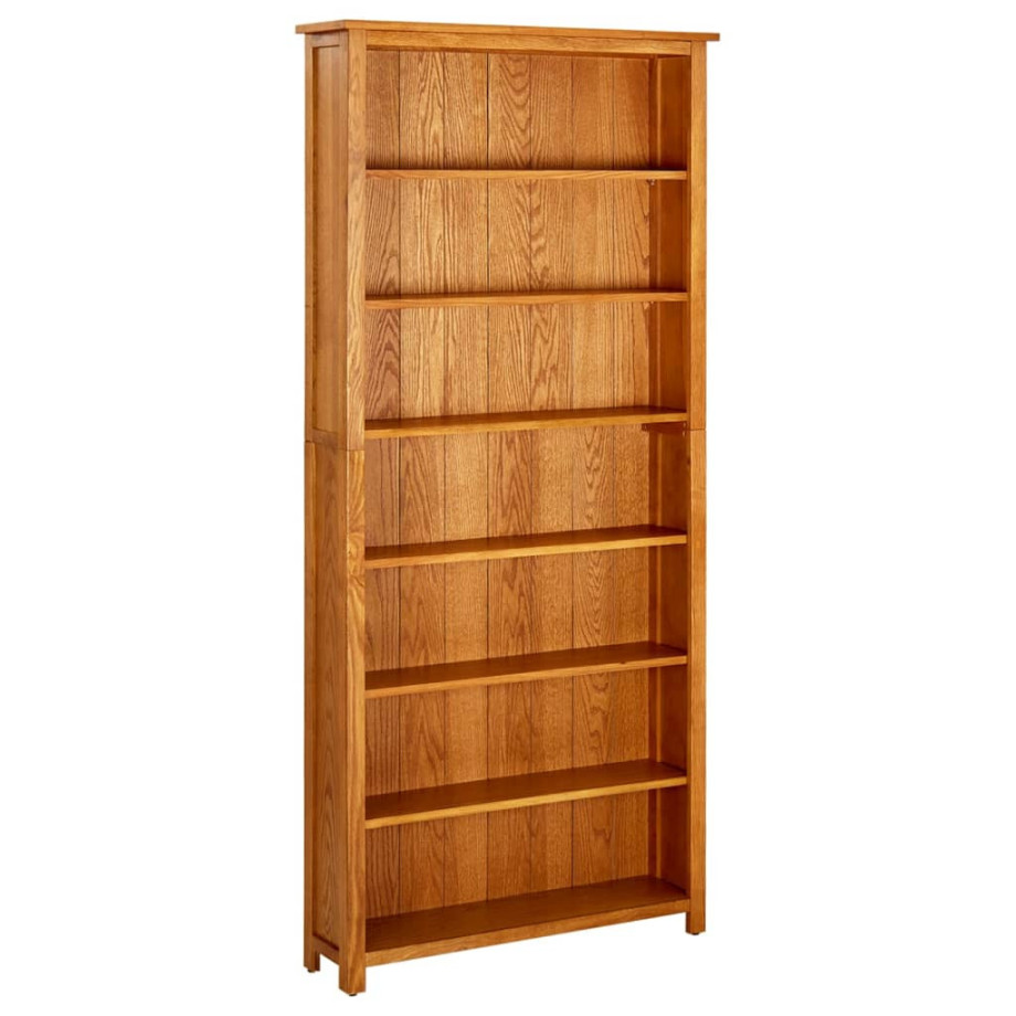 vidaXL Boekenkast met 7 schappen 90x22,5x200 cm massief eikenhout afbeelding 1