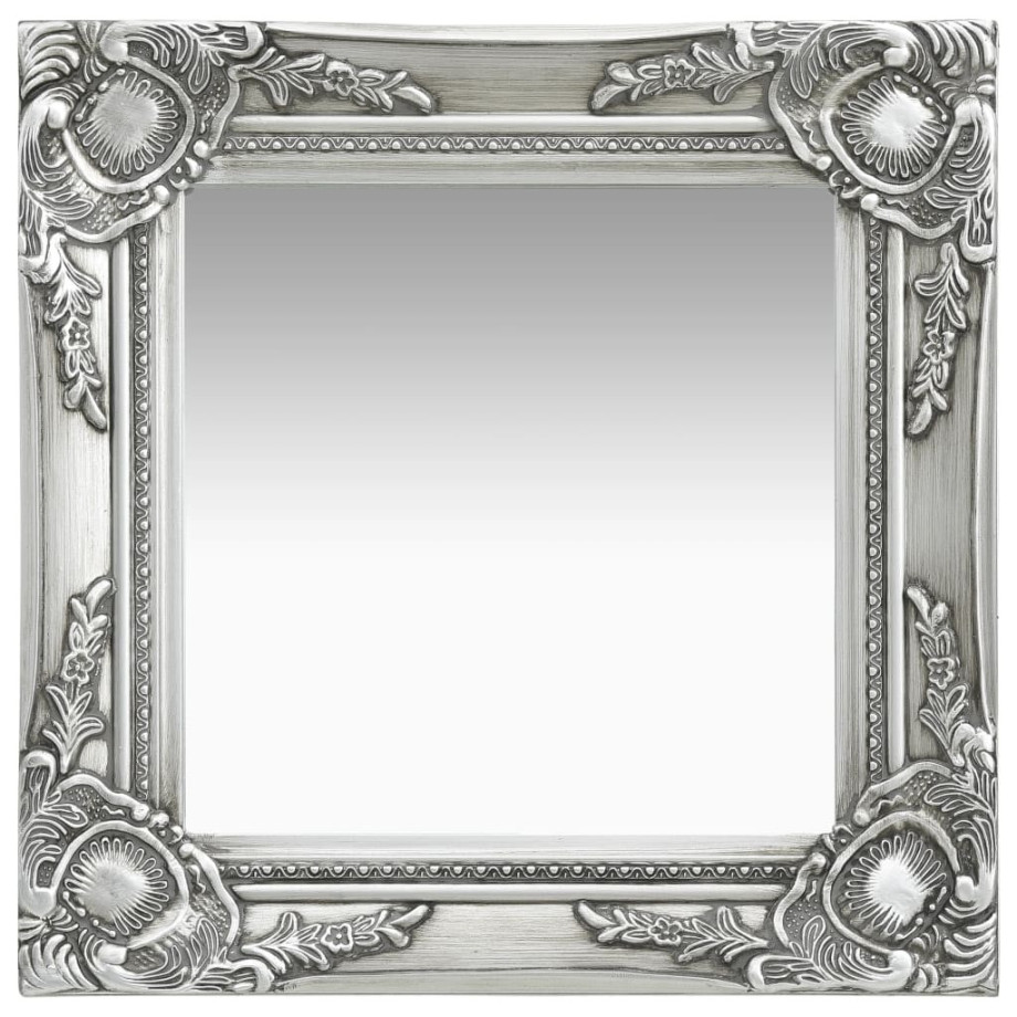 vidaXL Wandspiegel barok stijl 40x40 cm zilverkleurig afbeelding 1
