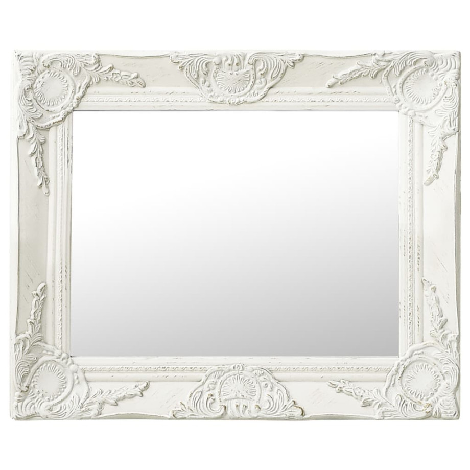 vidaXL Wandspiegel barok stijl 50x40 cm wit afbeelding 1