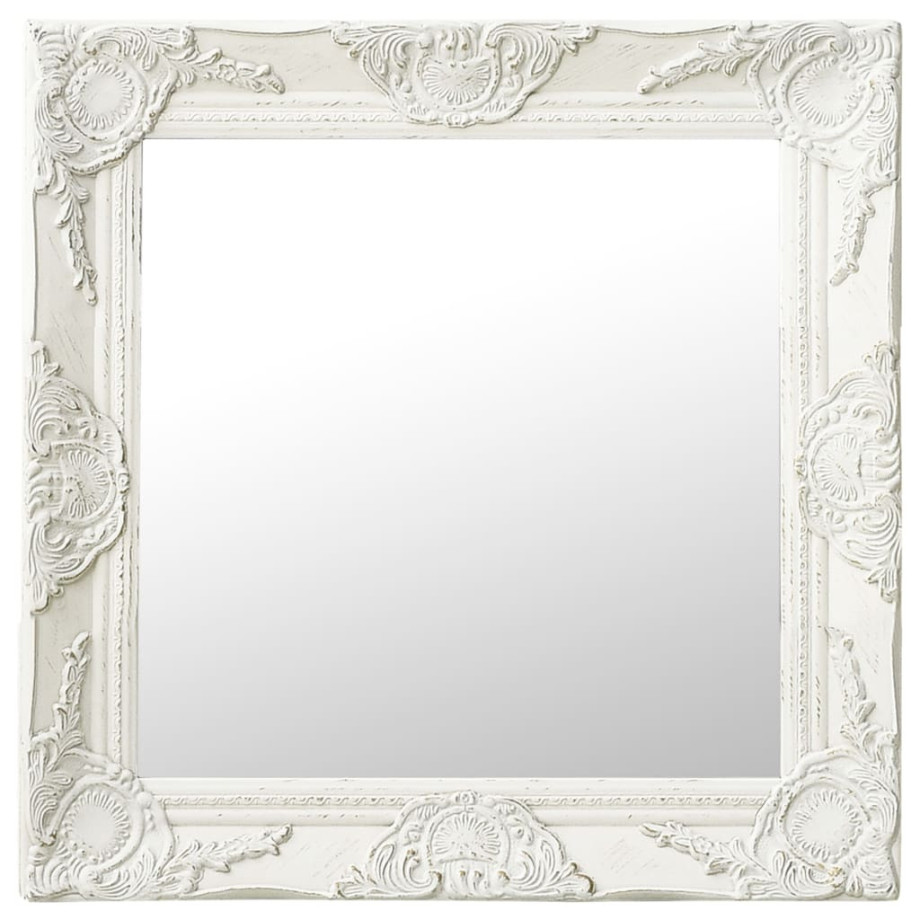 vidaXL Wandspiegel barok stijl 50x50 cm wit afbeelding 1