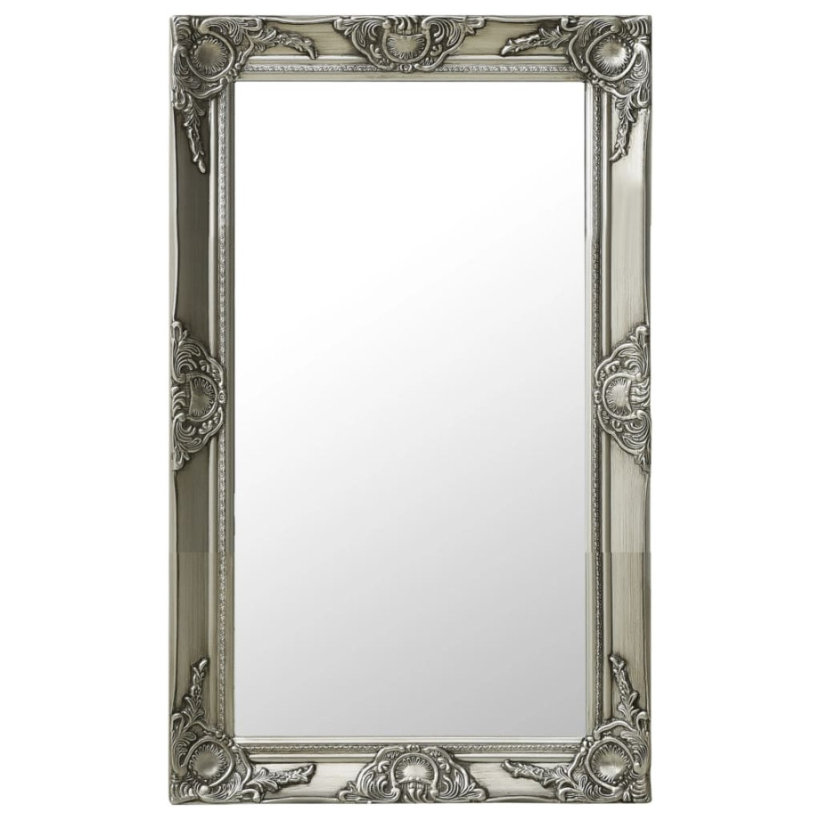 vidaXL Wandspiegel barok stijl 50x80 cm zilverkleurig afbeelding 1