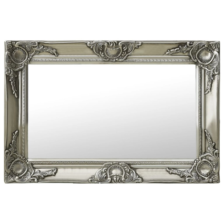 vidaXL Wandspiegel barok stijl 60x40 cm zilverkleurig afbeelding 1