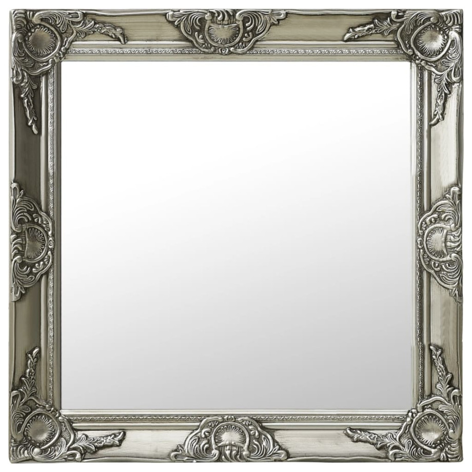 vidaXL Wandspiegel barok stijl 60x60 cm zilverkleurig afbeelding 1