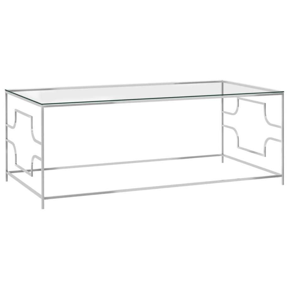 vidaXL Salontafel 120x60x45 cm roestvrij staal en glas zilverkleurig afbeelding 1