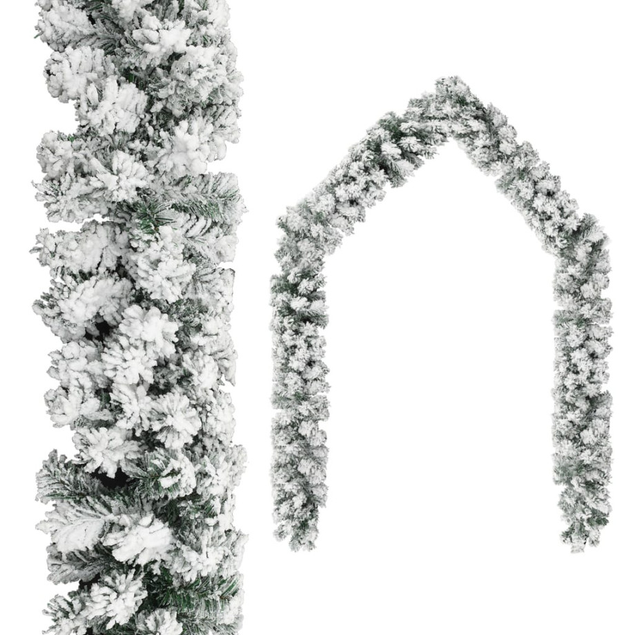 vidaXL Kerstslinger met sneeuw 10 m PVC groen afbeelding 1