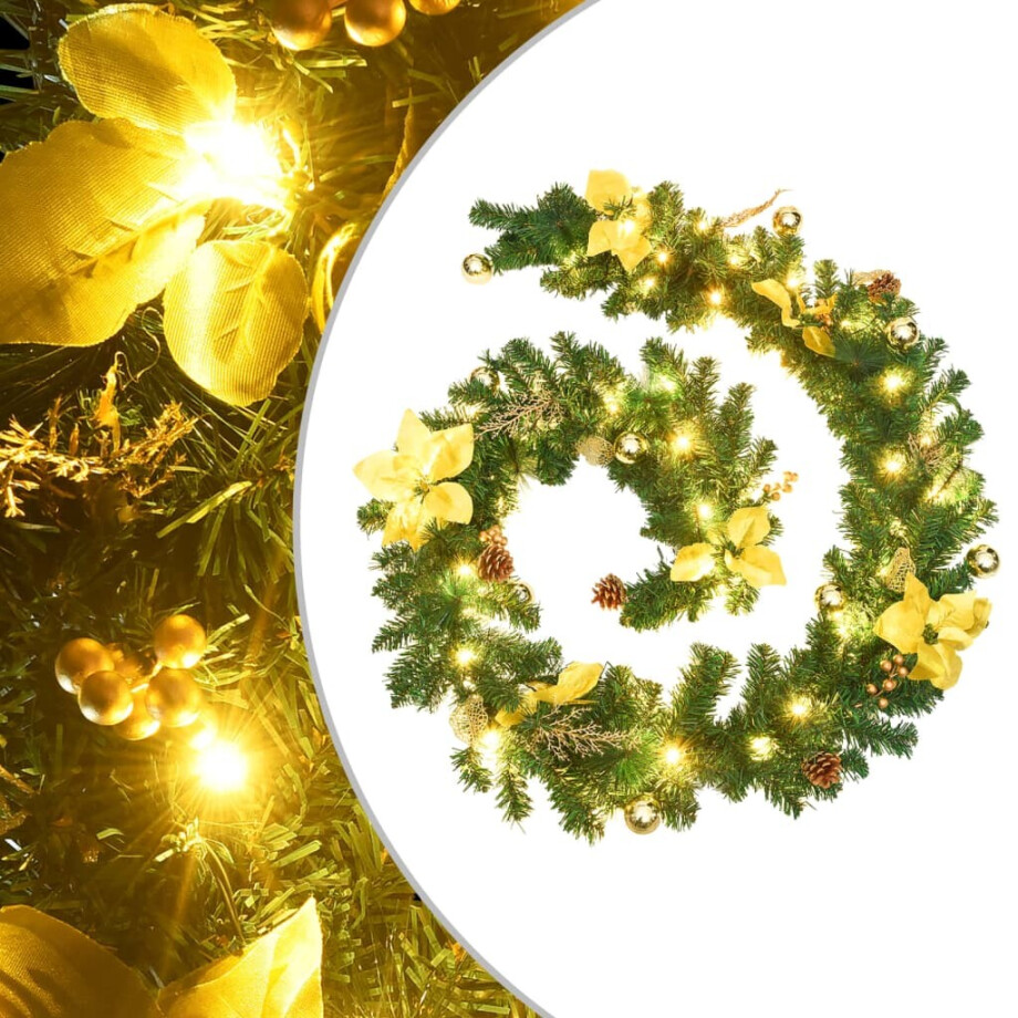 vidaXL Kerstslinger met LED-lampjes 2,7 m PVC groen vidaXL Kerstslinger met LED-lampjes 2,7 m PVC groen afbeelding 1