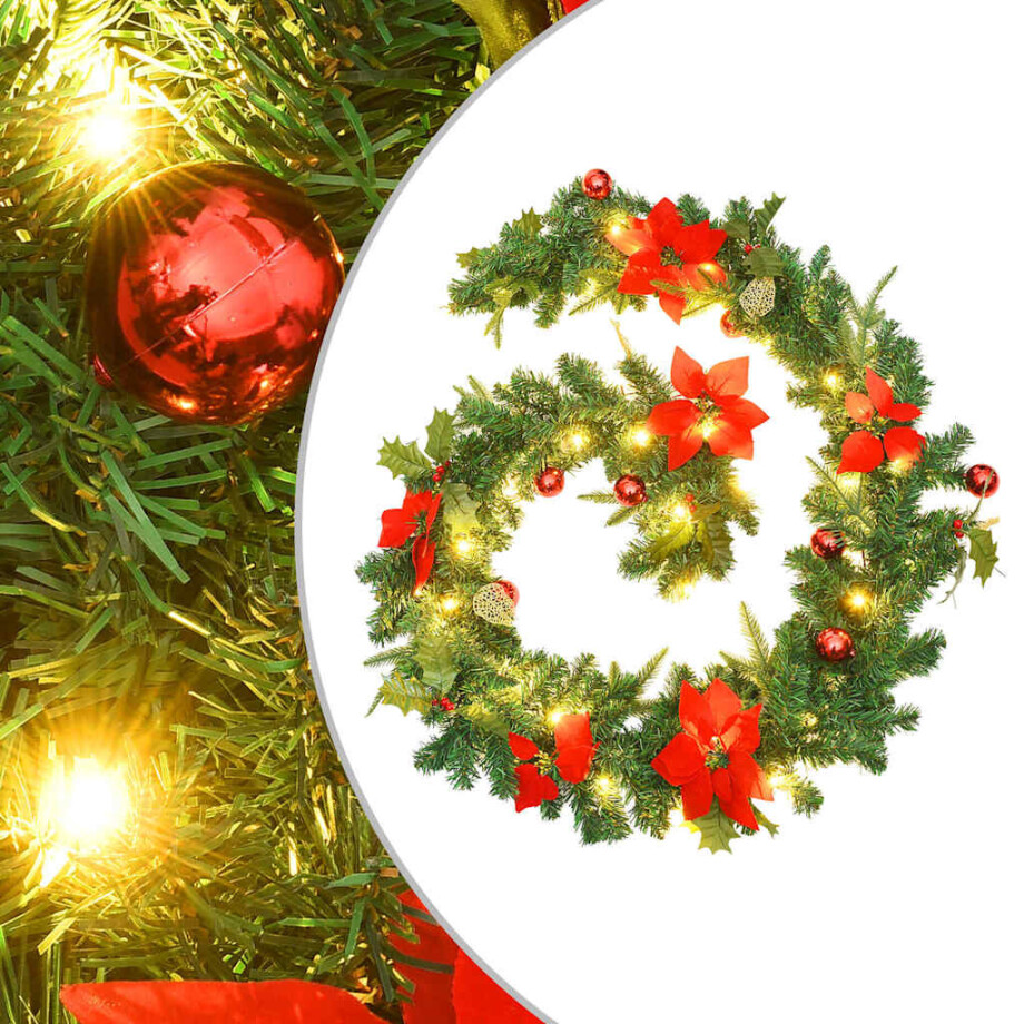 vidaXL Kerstslinger met LED-lampjes 2,7 m PVC groen vidaXL Kerstslinger met LED-lampjes 2,7 m PVC groen afbeelding 1