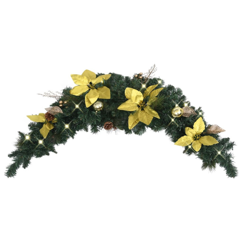 vidaXL Kerstboog met LED-lampjes 90 cm PVC groen afbeelding 1