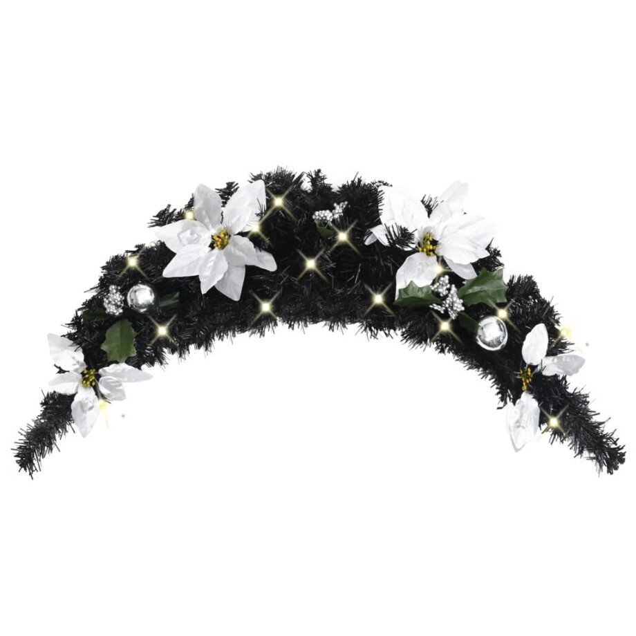 vidaXL Kerstboog met LED-lampjes 90 cm PVC zwart afbeelding 1