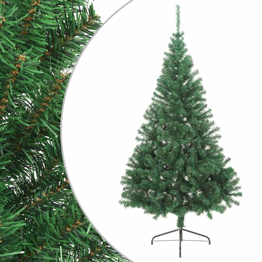 vidaXL Kunstkerstboom met standaard half 180 cm PVC groen afbeelding 1