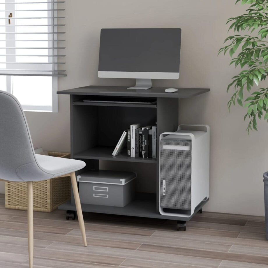 vidaXL Computerbureau 80x50x75 cm spaanplaat grijs afbeelding 1
