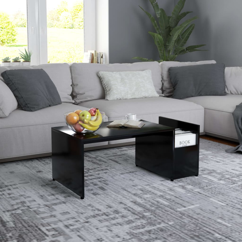 vidaXL Salontafel 90x45x35 cm bewerkt hout zwart afbeelding 1