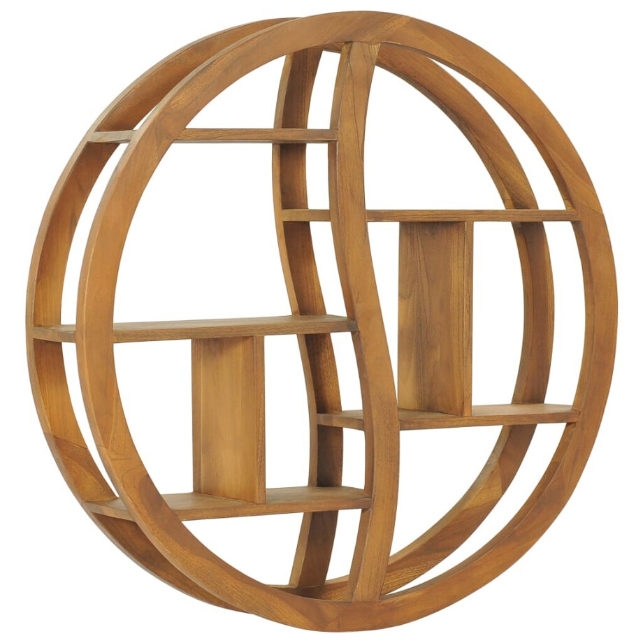 vidaXL Wandschap yin yang 80x17,5x80 cm massief teakhout afbeelding 1