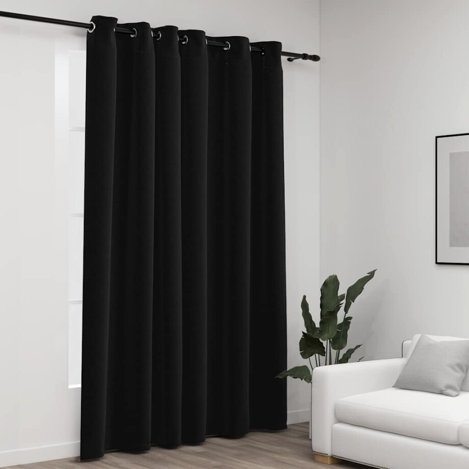 vidaXL Gordijn linnen-look verduisterend met ogen 290x245 cm antraciet vidaXL Gordijn linnen-look verduisterend met ogen 290x245 cm antraciet afbeelding 1