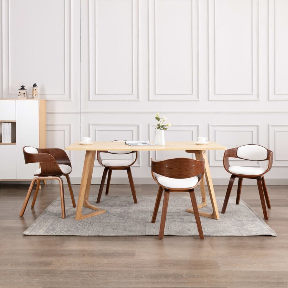 vidaXL Eetkamerstoelen 4 st gebogen hout en kunstleer afbeelding 1