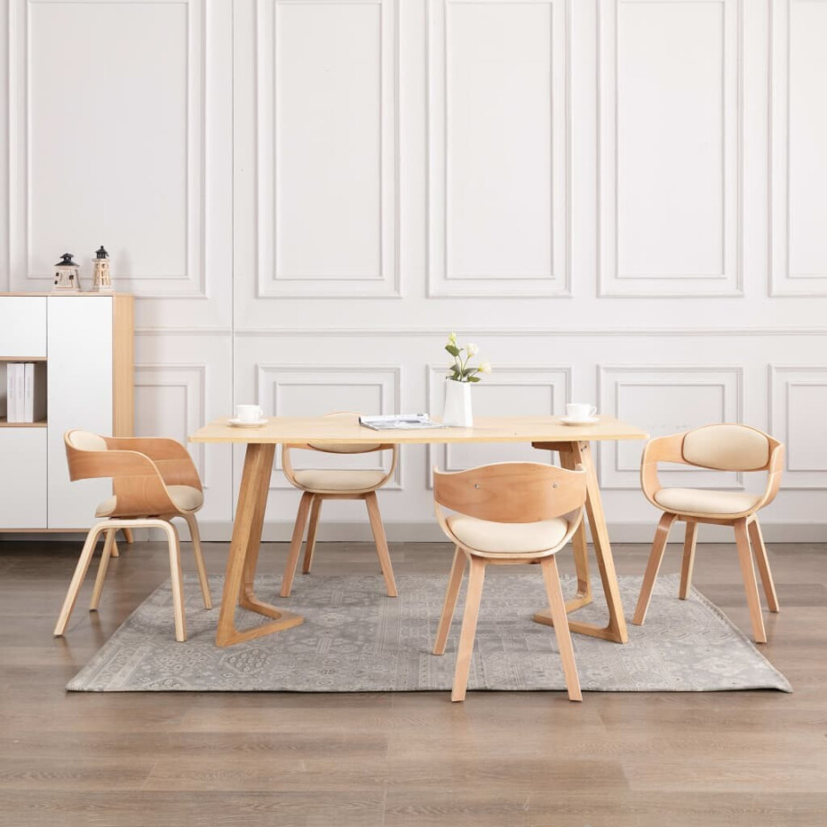 vidaXL Eetkamerstoelen 4 st gebogen hout en kunstleer vidaXL Eetkamerstoelen 4 st gebogen hout en kunstleer afbeelding 1