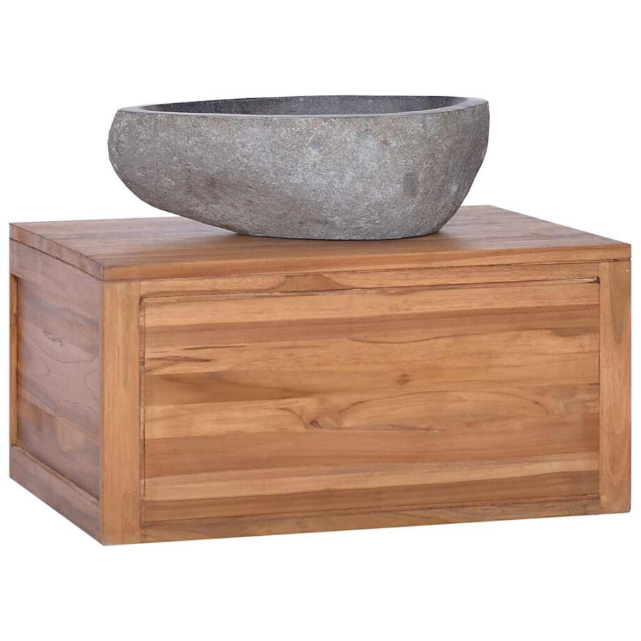 vidaXL Badkamerwandkast 60x45x30 cm massief teakhout afbeelding 1