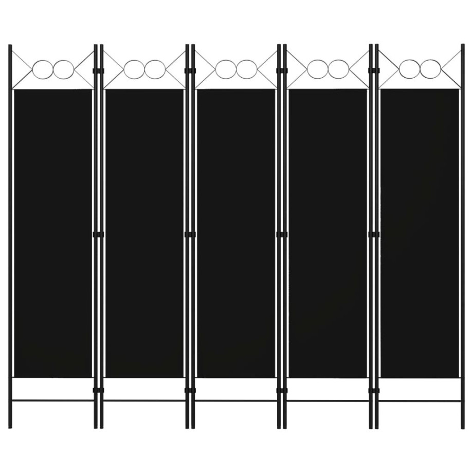 vidaXL Kamerscherm met 5 panelen 200x180 cm zwart afbeelding 1