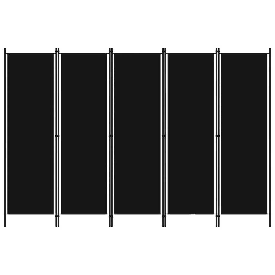 vidaXL Kamerscherm met 5 panelen 250x180 cm zwart afbeelding 1