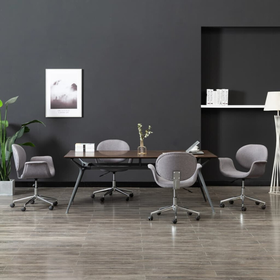 vidaXL Eetkamerstoelen 4 st draaibaar stof grijs afbeelding 1