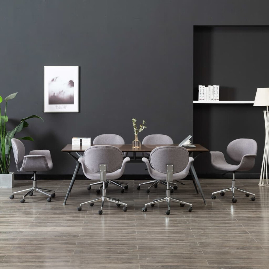 vidaXL Eetkamerstoelen draaibaar 6 st stof grijs afbeelding 1